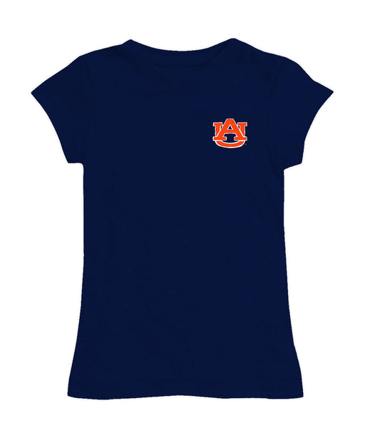 Auburn University Tigers Hand Sketched Vive La Fete Impressions Artwork Navy Girls Cotton Short Sleeve Tee