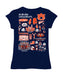 Auburn University Tigers Hand Sketched Vive La Fete Impressions Artwork Navy Girls Cotton Short Sleeve Tee - Vive La Fête - Online Apparel Store