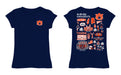 Auburn University Tigers Hand Sketched Vive La Fete Impressions Artwork Navy Girls Cotton Short Sleeve Tee - Vive La Fête - Online Apparel Store