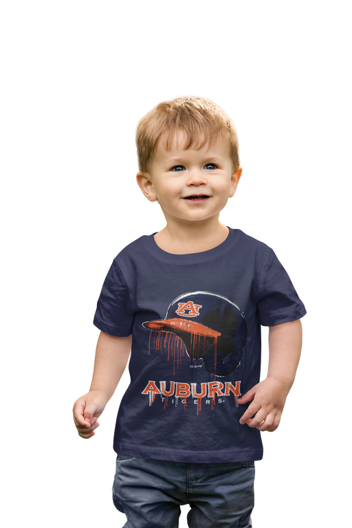 Auburn University Tigers Original Dripping Baseball Helmet Navy T-Shirt Cotton by Vive La Fete - Vive La Fête - Online Apparel Store