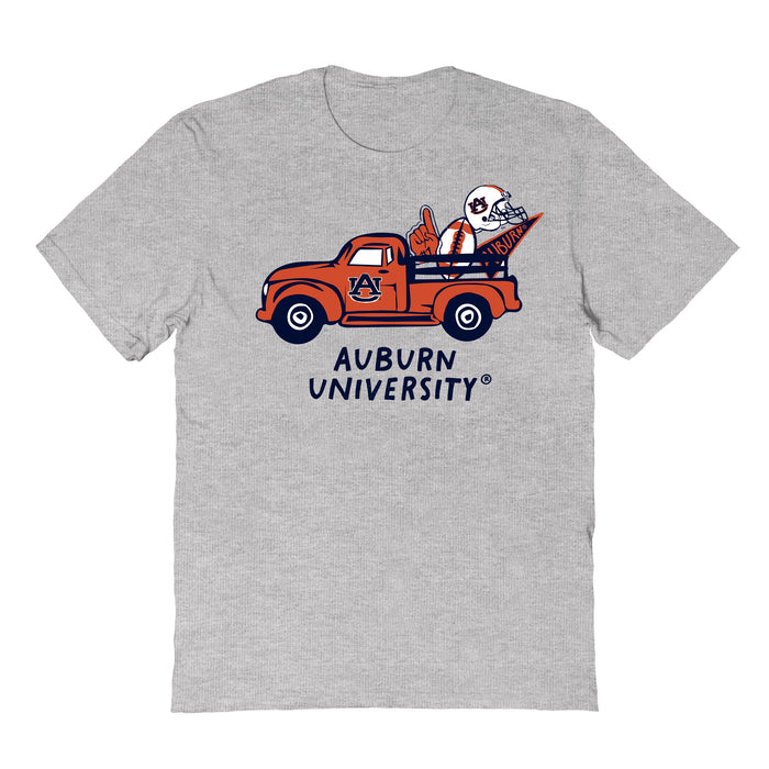 Auburn University Tigers Hand Sketched Vive La Fete Impressions Truck Kids Grey Cotton T-shirt