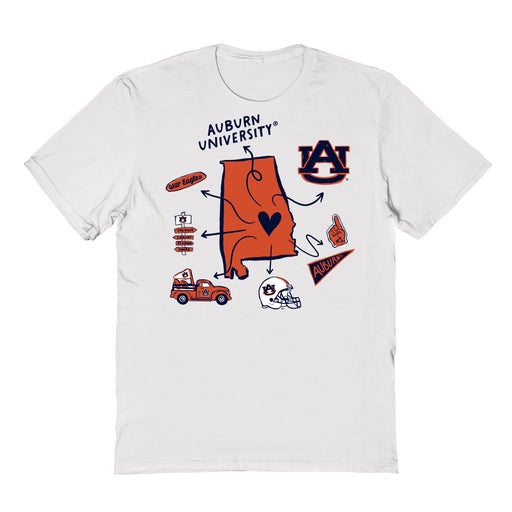 Auburn University Tigers Hand Sketched Vive La Fete Impressions Icones Kids White T-shirt