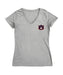 Auburn University Tigers Hand Sketched Vive La Fete Impressions Artwork Grey Women Cotton Short Sleeve V-Neck Tshirt