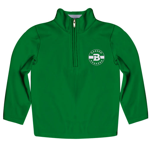 Babson College Beavers Vive La Fete Game Day Solid Green Quarter Zip Pullover Sleeves