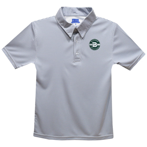 Babson College Beavers Embroidered Gray Stripes Short Sleeve Polo Box Shirt