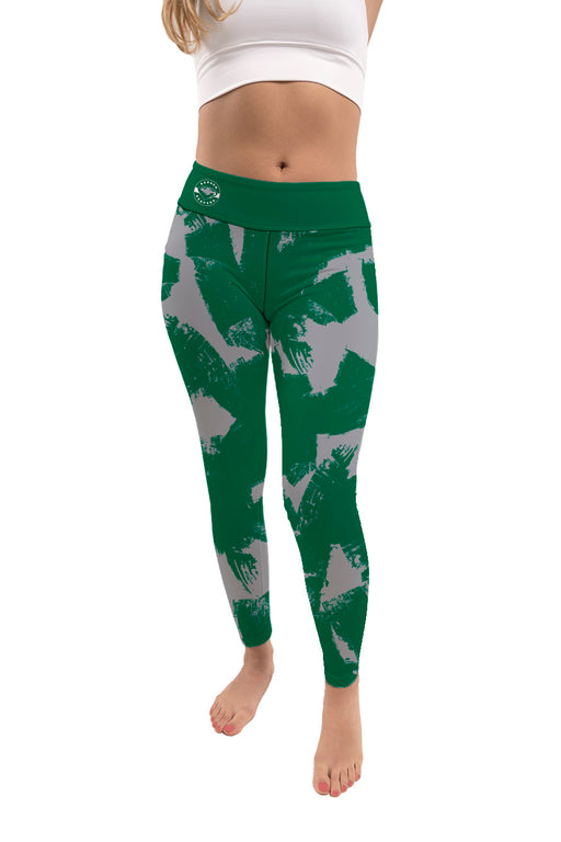 Babson College Beavers Vive La Fete Paint Brush Logo on Waist Women Green Yoga Leggings