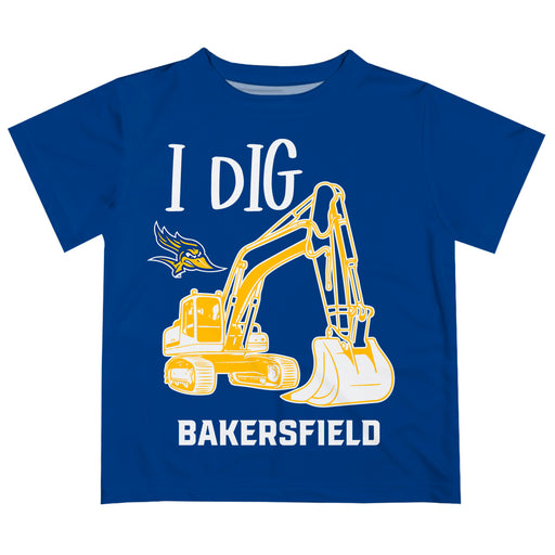 Cal State University Bakersfield Roadrunners CSUB Vive La Fete Excavator Boys Game Day Blue Short Sleeve Tee