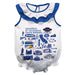 UC Santa Barbara Gauchos UCSB  White Hand Sketched Vive La Fete Impressions Artwork Sleeveless Ruffle Onesie Bodysuit