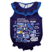 UC Santa Barbara Gauchos UCSB  Purple Hand Sketched Vive La Fete Impressions Artwork Sleeveless Ruffle Onesie Bodysuit