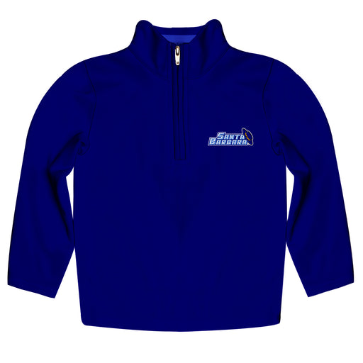 UC Santa Barbara Gauchos UCSB Vive La Fete Game Day Solid Blue Quarter Zip Pullover Sleeves