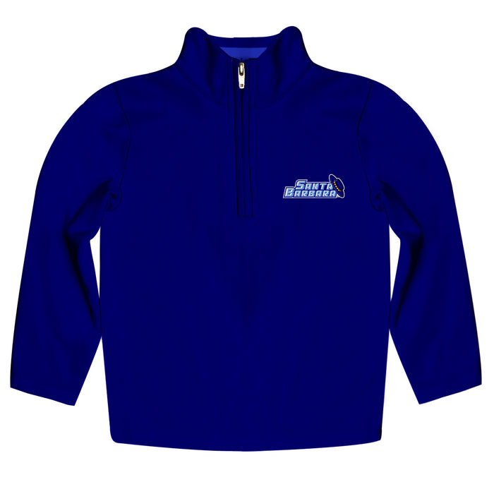 UC Santa Barbara Gauchos UCSB Vive La Fete Game Day Solid Blue Quarter Zip Pullover Sleeves