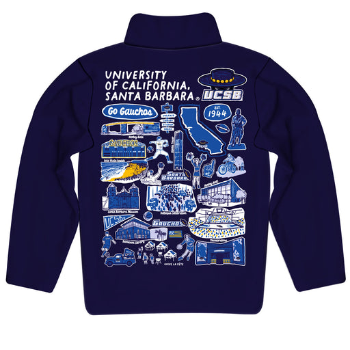 UC Santa Barbara Gauchos UCSB Hand Sketched Vive La Fete Impressions Artwork Purple Boys Quarter Zip Pullover V1 - Vive La Fête - Online Apparel Store