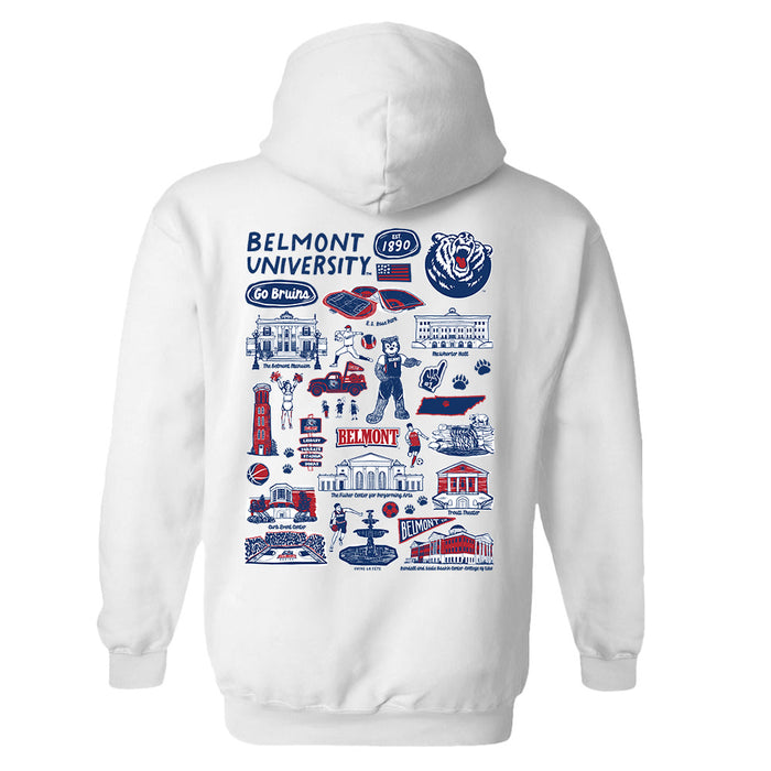 Belmont University Bruins Hand Sketched Artwork Cotton Fleece Women Hoodie - Vive La Fête - Online Apparel Store