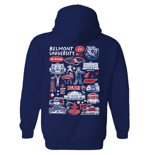 Belmont University Bruins Hand Sketched Artwork Cotton Fleece Women Hoodie - Vive La Fête - Online Apparel Store