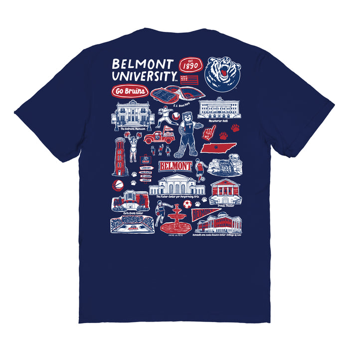 Belmont University Bruins Vive La Fete Impressions Artwork Womens Cotton Tshirt - Vive La Fête - Online Apparel Store