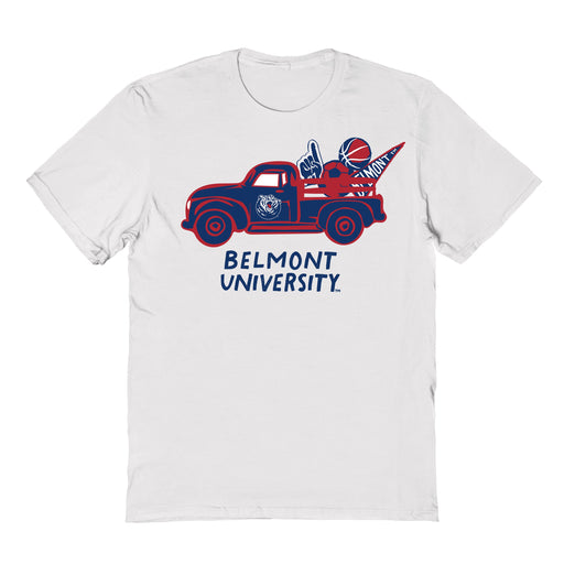 Belmont University Bruins Hand Sketched Vive La Fete Impressions Truck White T-shirt for Women
