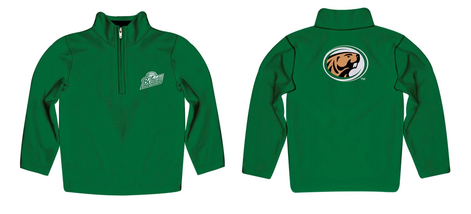 Bemidji State Beavers BSU Vive La Fete Game Day Solid Green Quarter Zip Pullover Sleeves - Vive La Fête - Online Apparel Store
