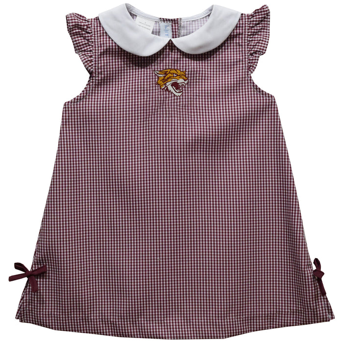 Bethune Cookman Wildcats Embroidered Maroon Gingham A Line Dress