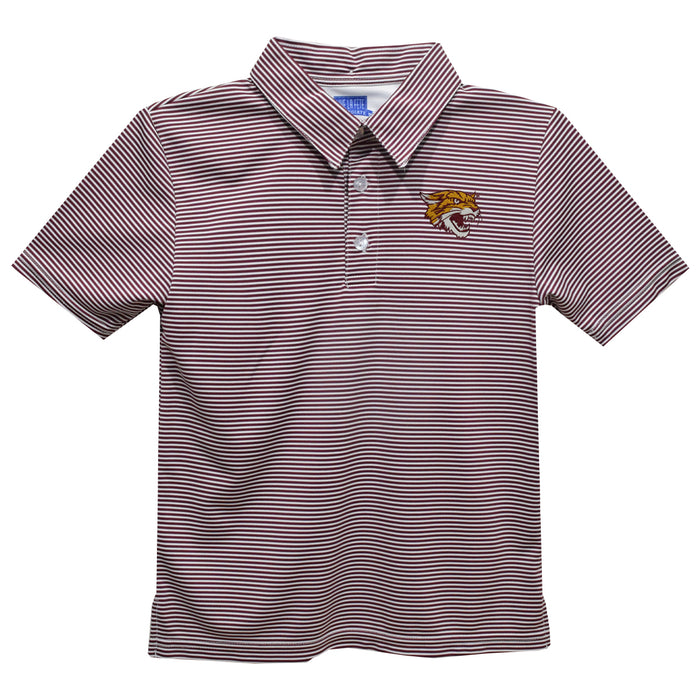 Bethune Cookman Wildcats Embroidered Maroon Stripes Short Sleeve Youth Polo Box Shirt