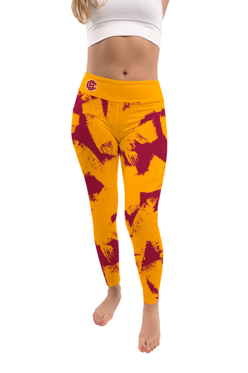 Bethune-Cookman Wildcats BC-U Vive La Fete Paint Brush Logo on Waist Women Maroon Yoga Leggings