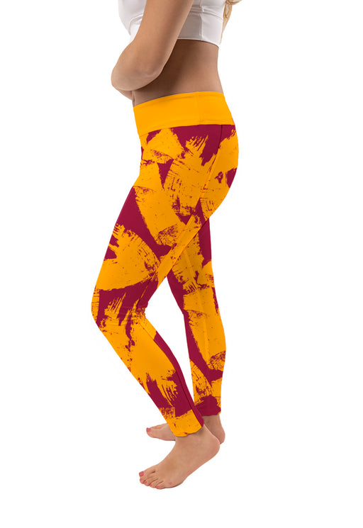 Bethune-Cookman Wildcats BC-U Vive La Fete Paint Brush Logo on Waist Women Maroon Yoga Leggings - Vive La Fête - Online Apparel Store