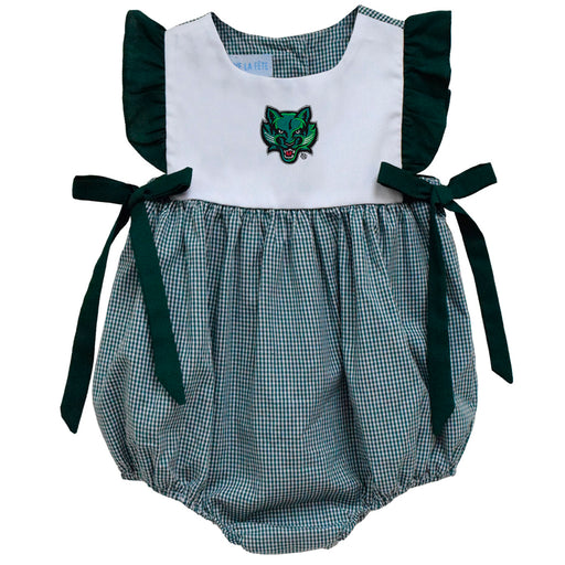 Binghamton University Bearcats Embroidered Hunter Green Gingham Girls Bubble