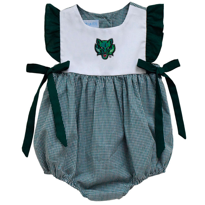 Binghamton University Bearcats Embroidered Hunter Green Gingham Girls Bubble