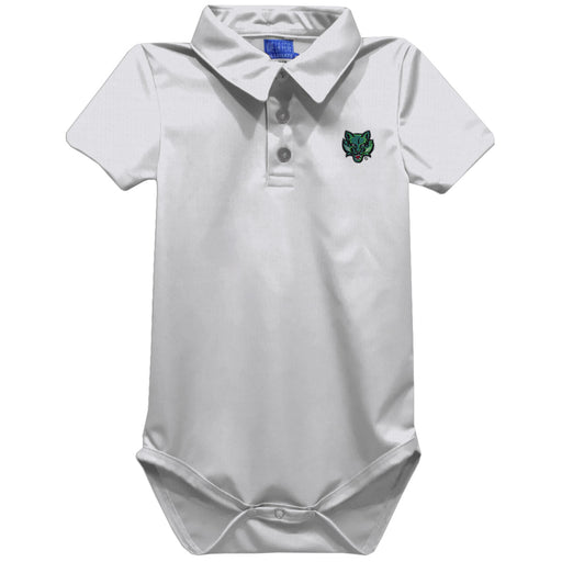 Binghamton University Bearcats Embroidered White Solid Knit Boys Polo Bodysuit