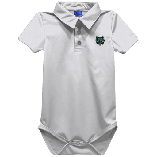Binghamton University Bearcats Embroidered White Solid Knit Boys Polo Bodysuit