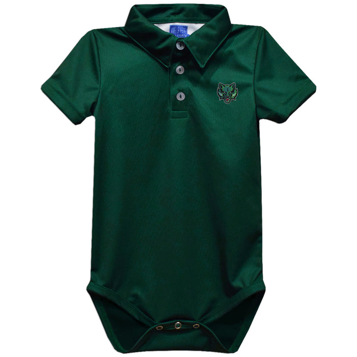 Binghamton University Bearcats Embroidered Hunter Green Solid Knit Boys Polo Bodysuit