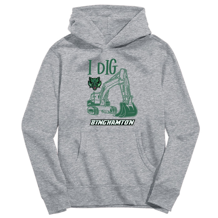 Binghamton University Bearcats Excavator Heather Grey Cotton Youth Hoodie