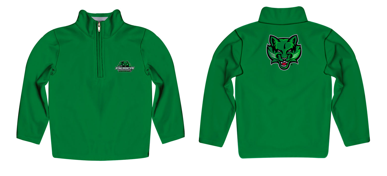 Binghamton University Bearcats Vive La Fete Game Day Solid Green Quarter Zip Pullover Sleeves - Vive La Fête - Online Apparel Store