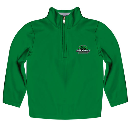 Binghamton University Bearcats Vive La Fete Game Day Solid Green Quarter Zip Pullover Sleeves