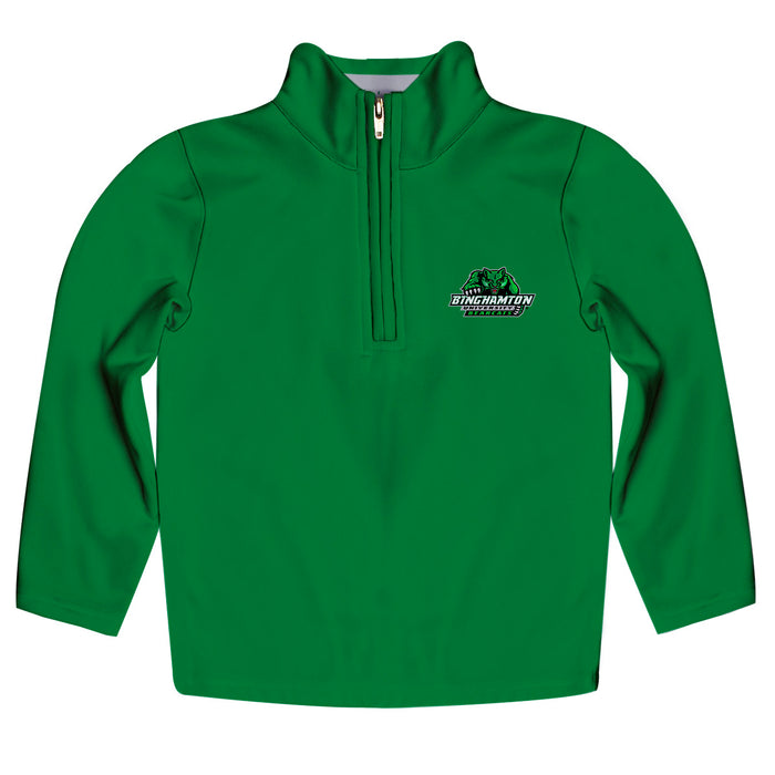 Binghamton University Bearcats Vive La Fete Game Day Solid Green Quarter Zip Pullover Sleeves