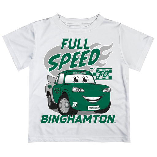 Binghamton University Bearcats Vive La Fete Toy Racing Car Boys Game Day White Short Sleeve Tee