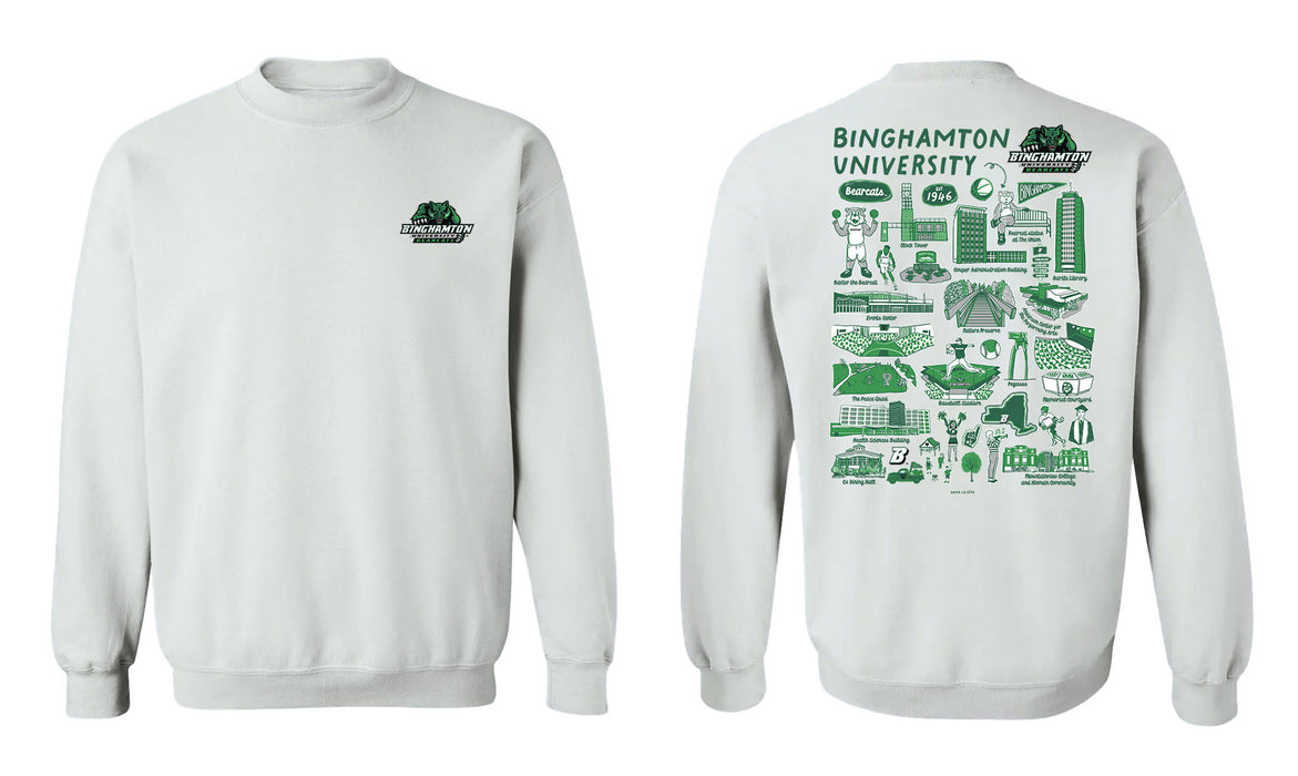 Binghamton University Bearcats Hand Sketched Vive La Fete Impressions Artwork Green Crew Neck Sweatshirt for Women - Vive La Fête - Online Apparel Store