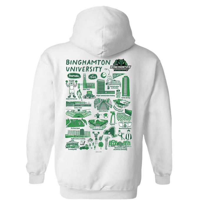 Binghamton University Bearcats Hand Sketched Vive La Fete Impressions Artwork Green Cotton Fleece Long Sleeve Hoodie - Vive La Fête - Online Apparel Store