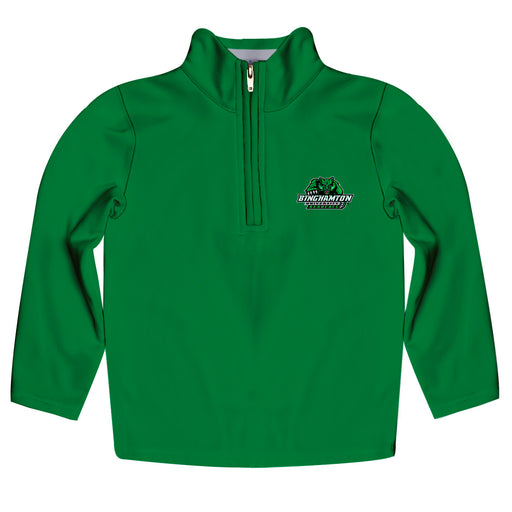 Binghamton Bearcats Vive La Fete Logo and Mascot Name Womens Green Quarter Zip Pullover
