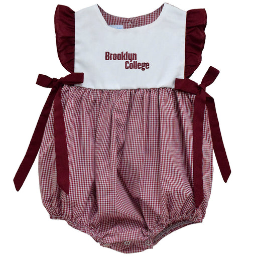 Brooklyn College Bulldogs Embroidered Maroon Gingham Girls Bubble