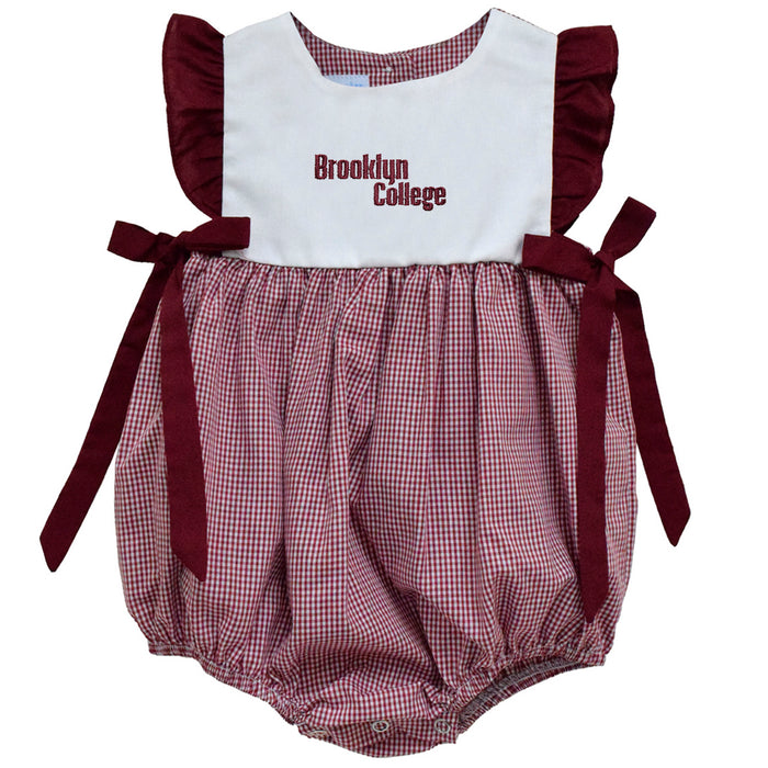 Brooklyn College Bulldogs Embroidered Maroon Gingham Girls Bubble