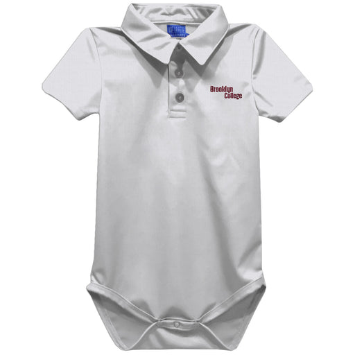 Brooklyn College Bulldogs Embroidered White Solid Knit Boys Polo Bodysuit