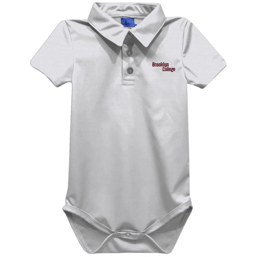 Brooklyn College Bulldogs Embroidered White Solid Knit Boys Polo Bodysuit