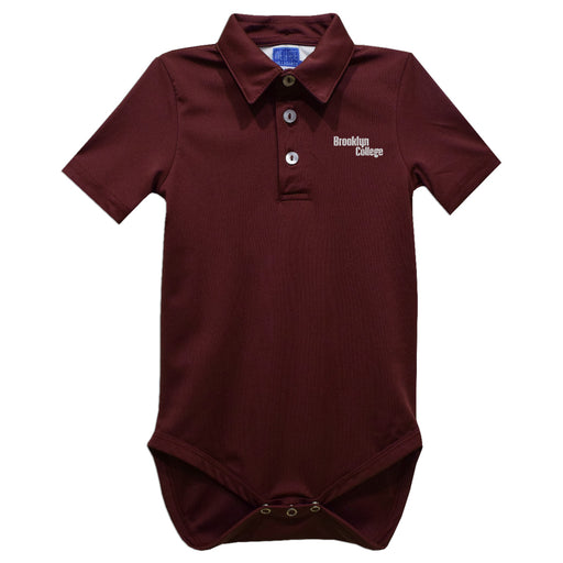 Brooklyn College Bulldogs Embroidered Maroon Solid Knit Boys Polo Bodysuit
