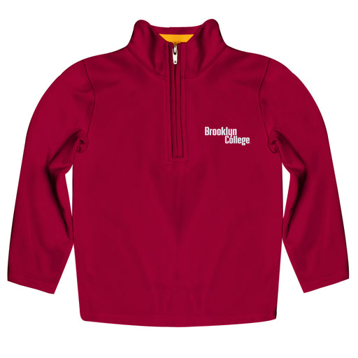 Brooklyn College Bulldogs Vive La Fete Game Day Solid Maroon Quarter Zip Pullover Sleeves
