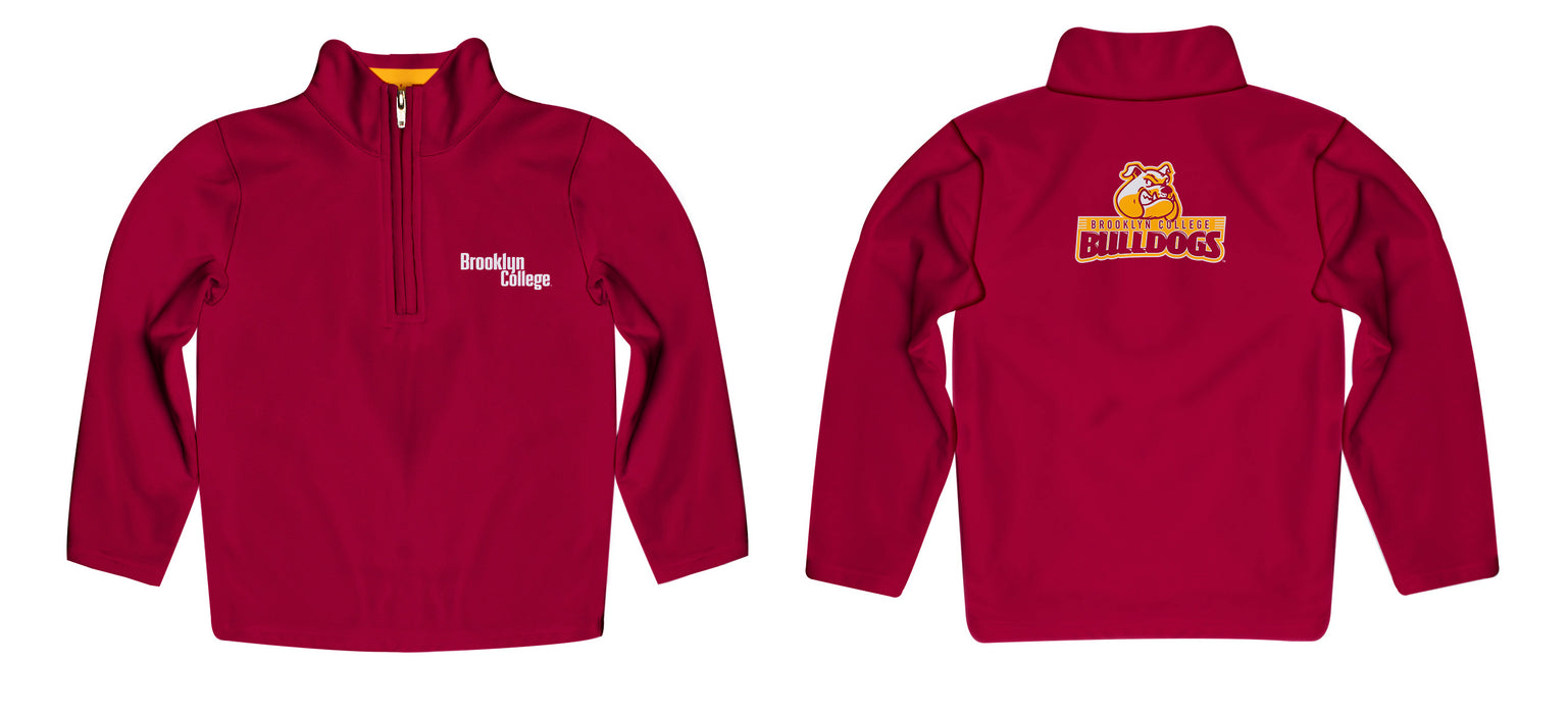 Brooklyn College Bulldogs Vive La Fete Game Day Solid Maroon Quarter Zip Pullover Sleeves - Vive La Fête - Online Apparel Store