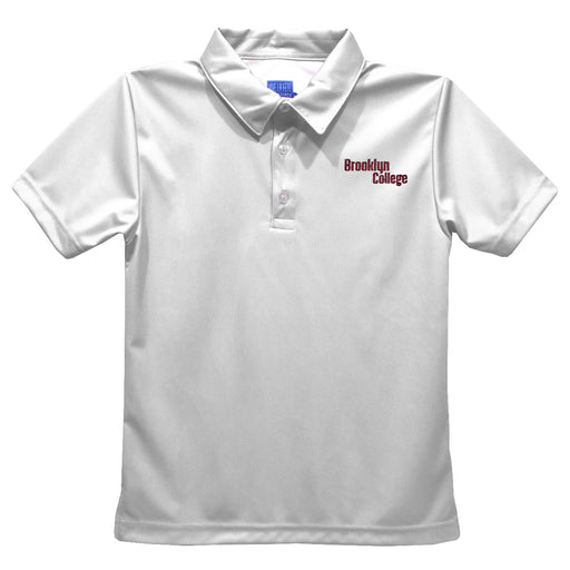 Brooklyn College Bulldogs Embroidered White Short Sleeve Polo Box Shirt