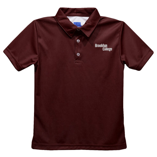 Brooklyn College Bulldogs Embroidered Maroon Short Sleeve Polo Box Shirt