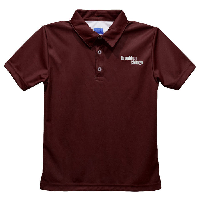 Brooklyn College Bulldogs Embroidered Maroon Short Sleeve Polo Box Shirt