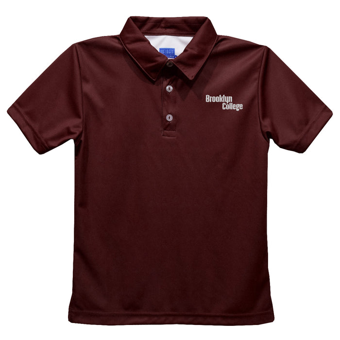 Brooklyn College Bulldogs Embroidered Maroon Short Sleeve Polo Box Shirt