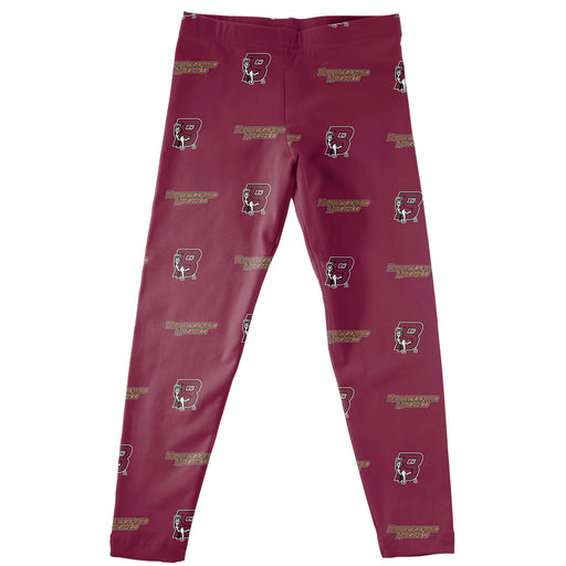Bloomsburg Pennsylvania Huskies Vive La Fete Girls All Over Two Logos Elastic Waist Classic Play Maroon Leggings Tights